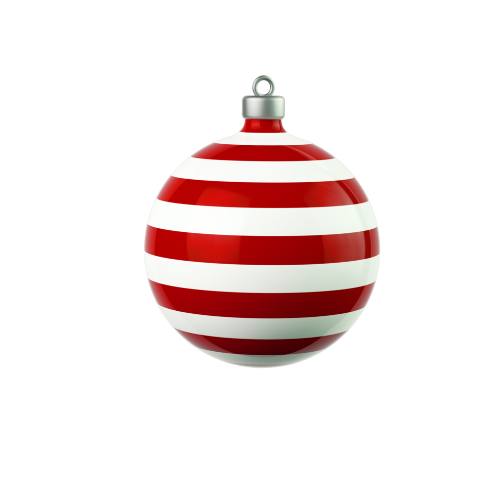 Christmas tree toy red and white color stripes 3d render png