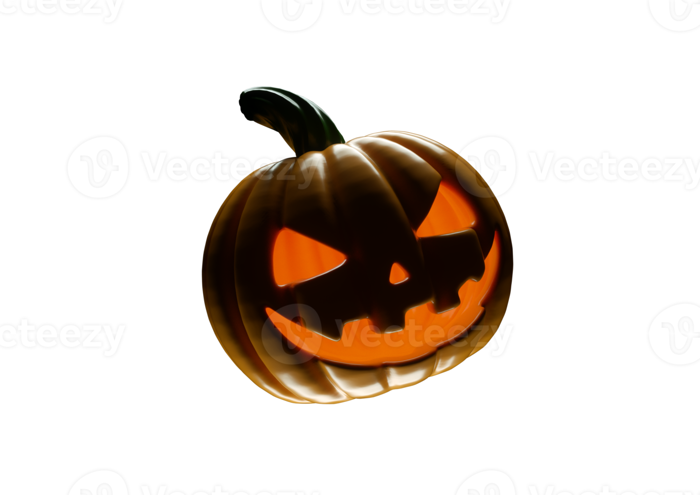 halloween gul skrämmande pumpa med ljusa ögon 3d render png