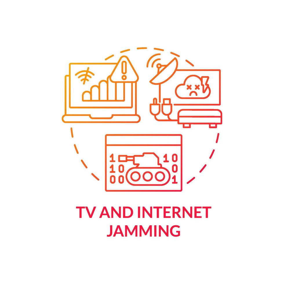 Television and internet jamming red gradient concept icon. TV interference. Form of information warfare abstract idea thin line illustration. Isolated outline drawing. vector