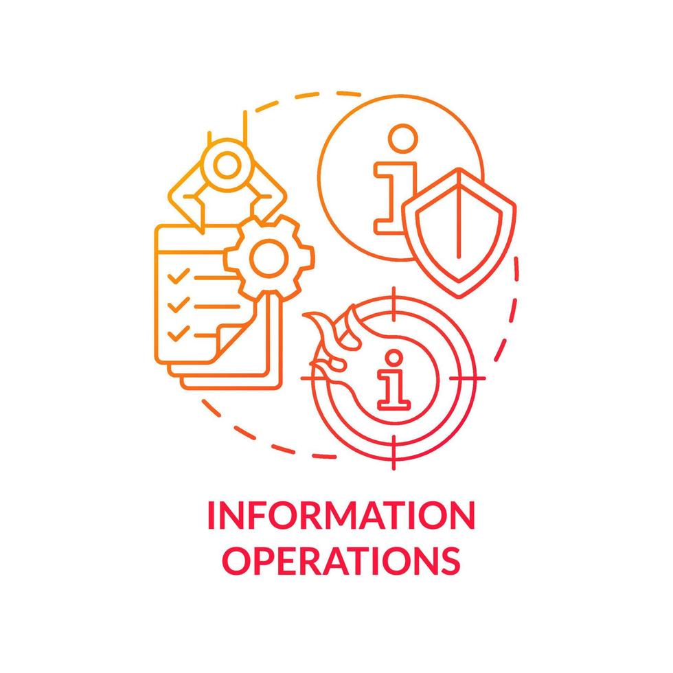 Information operations red gradient concept icon. Defensive, offensive actions. Basic definition abstract idea thin line illustration. Isolated outline drawing. vector