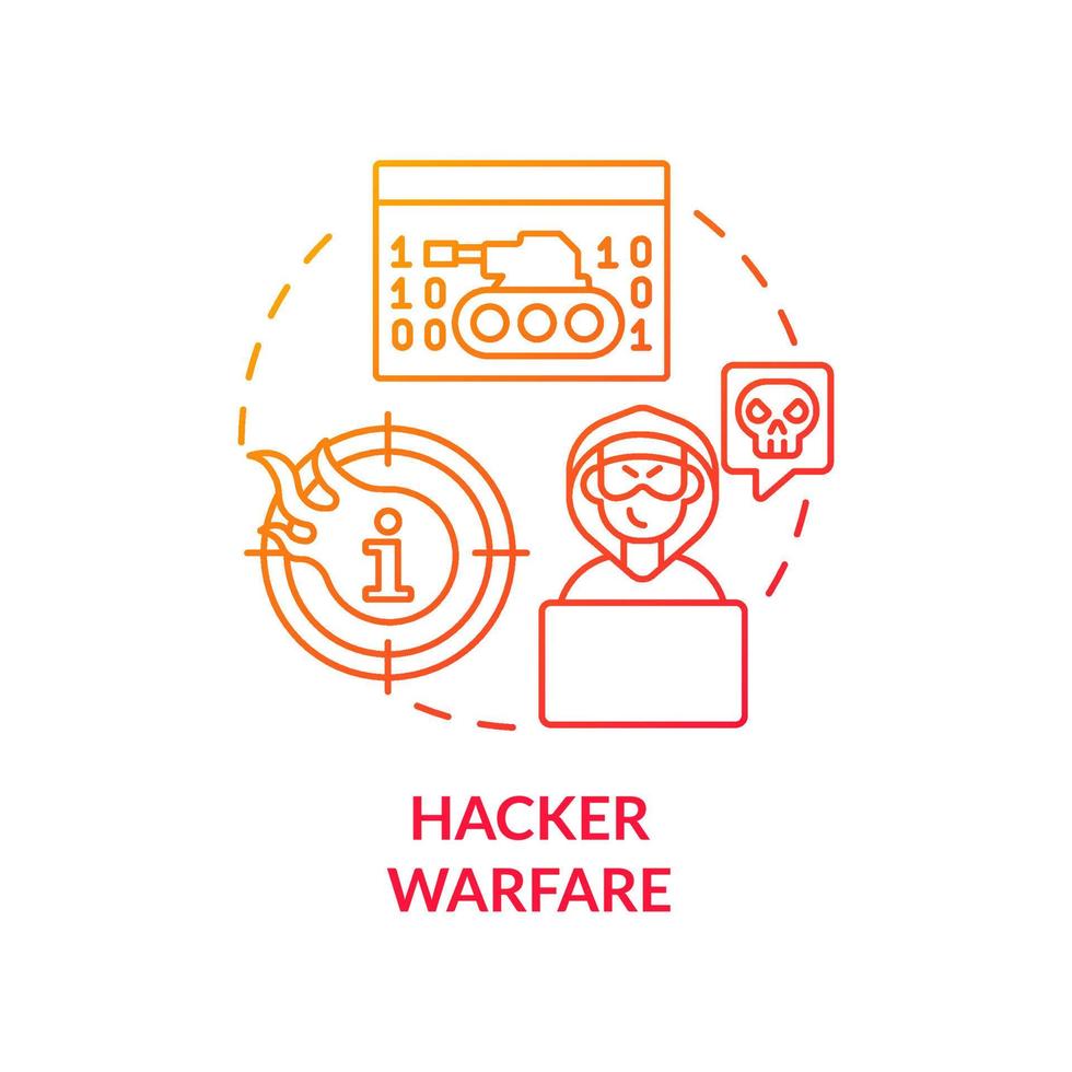 Hacker warfare red gradient concept icon. Digital and computer attacks. Subarea of information warfare abstract idea thin line illustration. Isolated outline drawing. vector