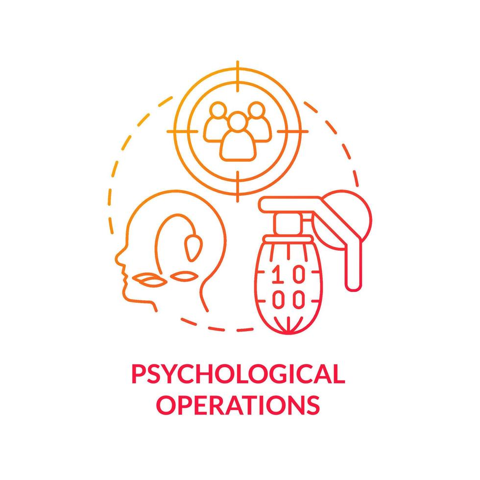 Psychological operations red gradient concept icon. Influence opinion. Information operations abstract idea thin line illustration. Isolated outline drawing. vector
