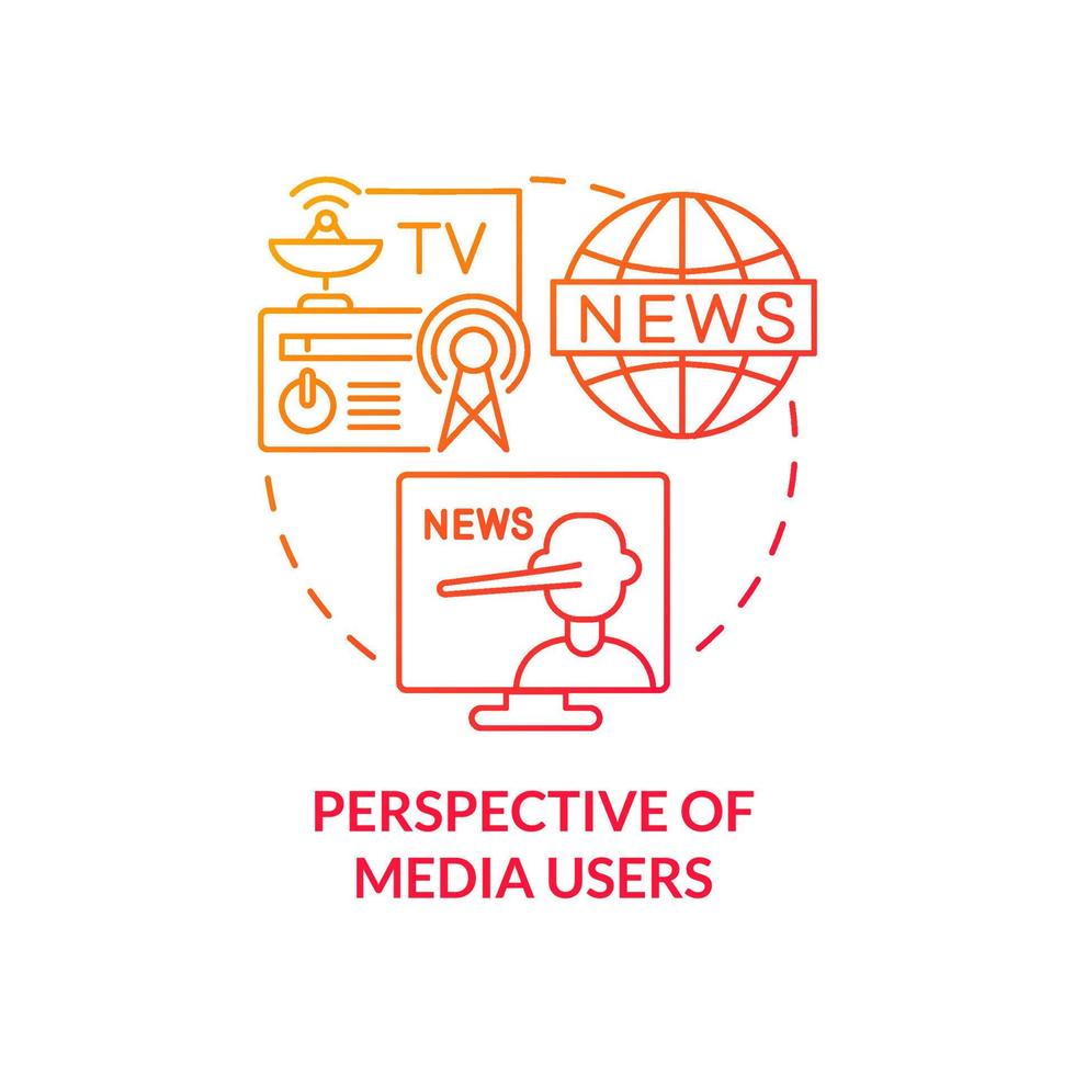Perspective of media users red gradient concept icon. Social media influence. Information war over Internet abstract idea thin line illustration. Isolated outline drawing. vector
