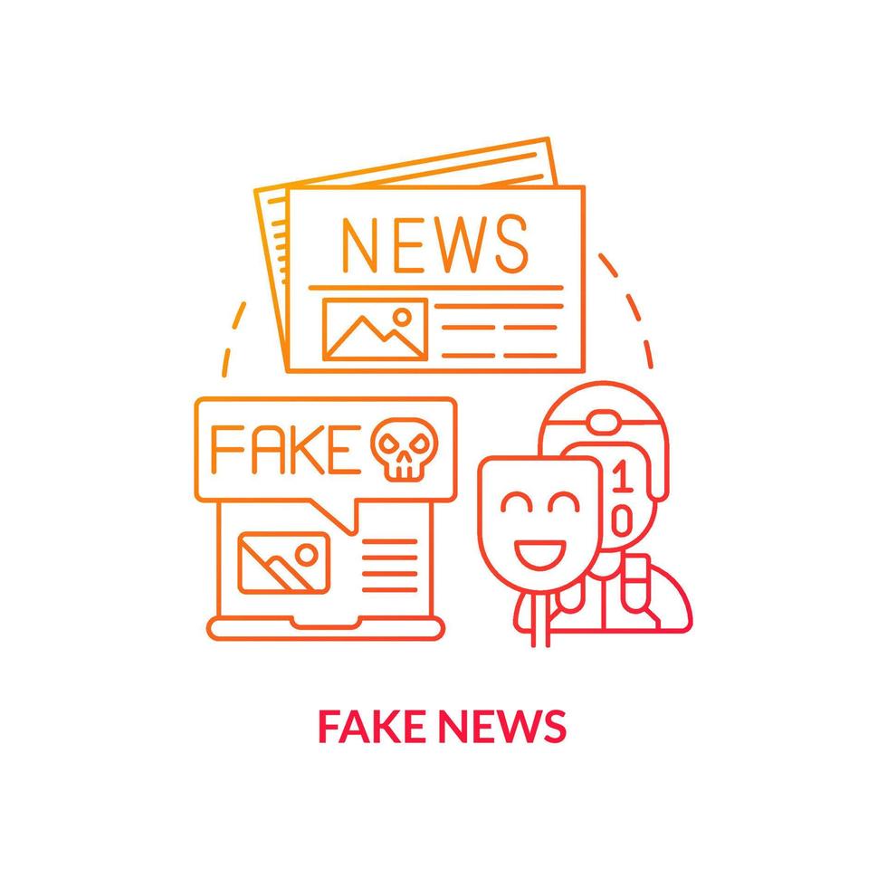 Fake news red gradient concept icon. False and fabricated facts. Information war over Internet abstract idea thin line illustration. Isolated outline drawing. vector
