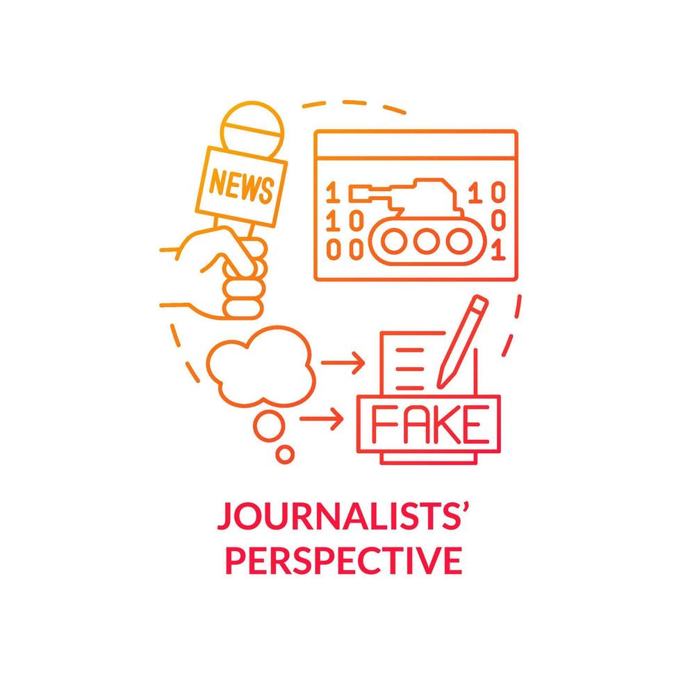 Journalists perspective red gradient concept icon. Reporters opinion. Information war over Internet abstract idea thin line illustration. Isolated outline drawing. vector
