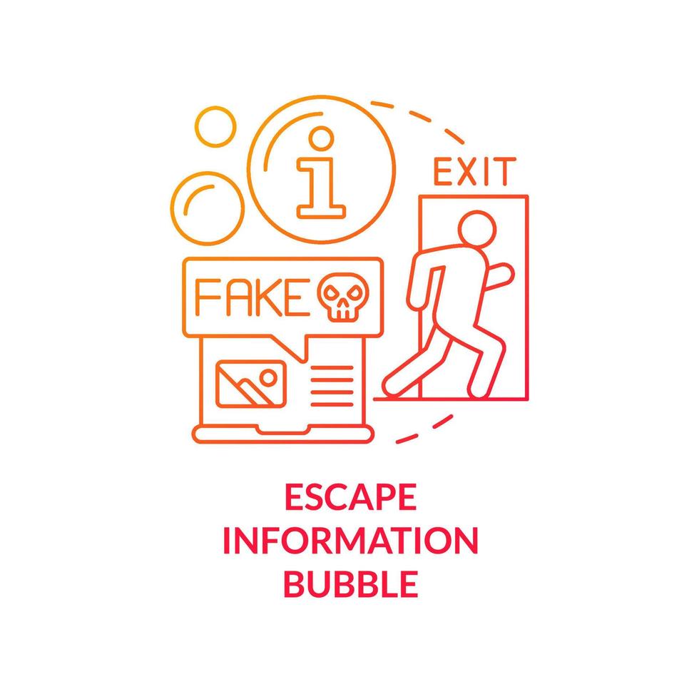 Escape information bubble red gradient concept icon. Alternative source. Fighting misinformation abstract idea thin line illustration. Isolated outline drawing. vector