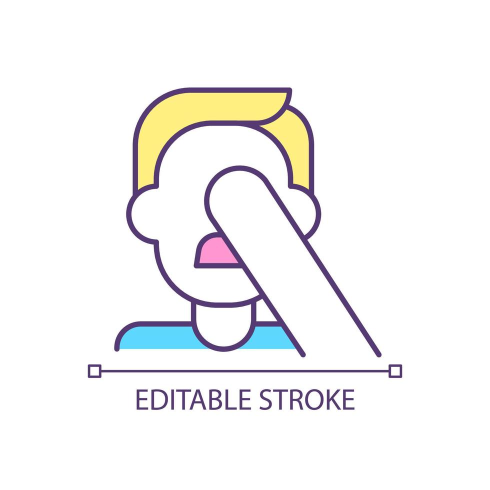 Feeling of embarrassment RGB color icon. Damaging self-image. Experience criticism, failures. Self-loathing. Isolated vector illustration. Simple filled line drawing. Editable stroke.