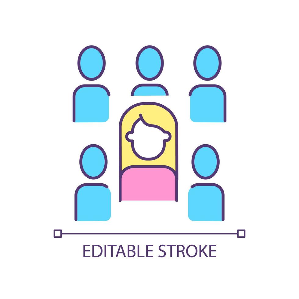 Be part in community RGB color icon. Developing relationships with people. Effective communication. Isolated vector illustration. Simple filled line drawing. Editable stroke.