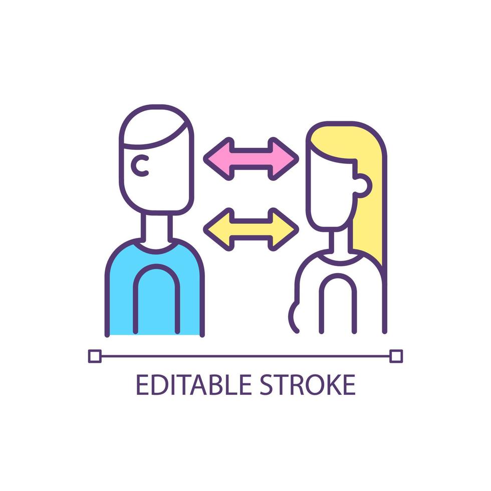 Communication in healthy relationships RGB color icon. Emotional connection. Exchanging information. Isolated vector illustration. Simple filled line drawing. Editable stroke.