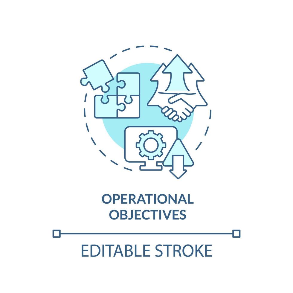 Operational objectives turquoise concept icon. International cooperation development abstract idea thin line illustration. Isolated outline drawing. Editable stroke. vector