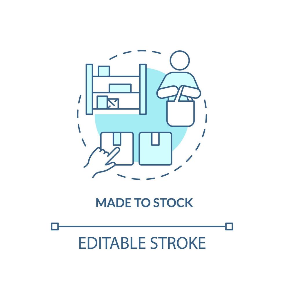 Made to stock turquoise concept icon. Customer demand and forecasts. Type of products abstract idea thin line illustration. Isolated outline drawing. Editable stroke. vector