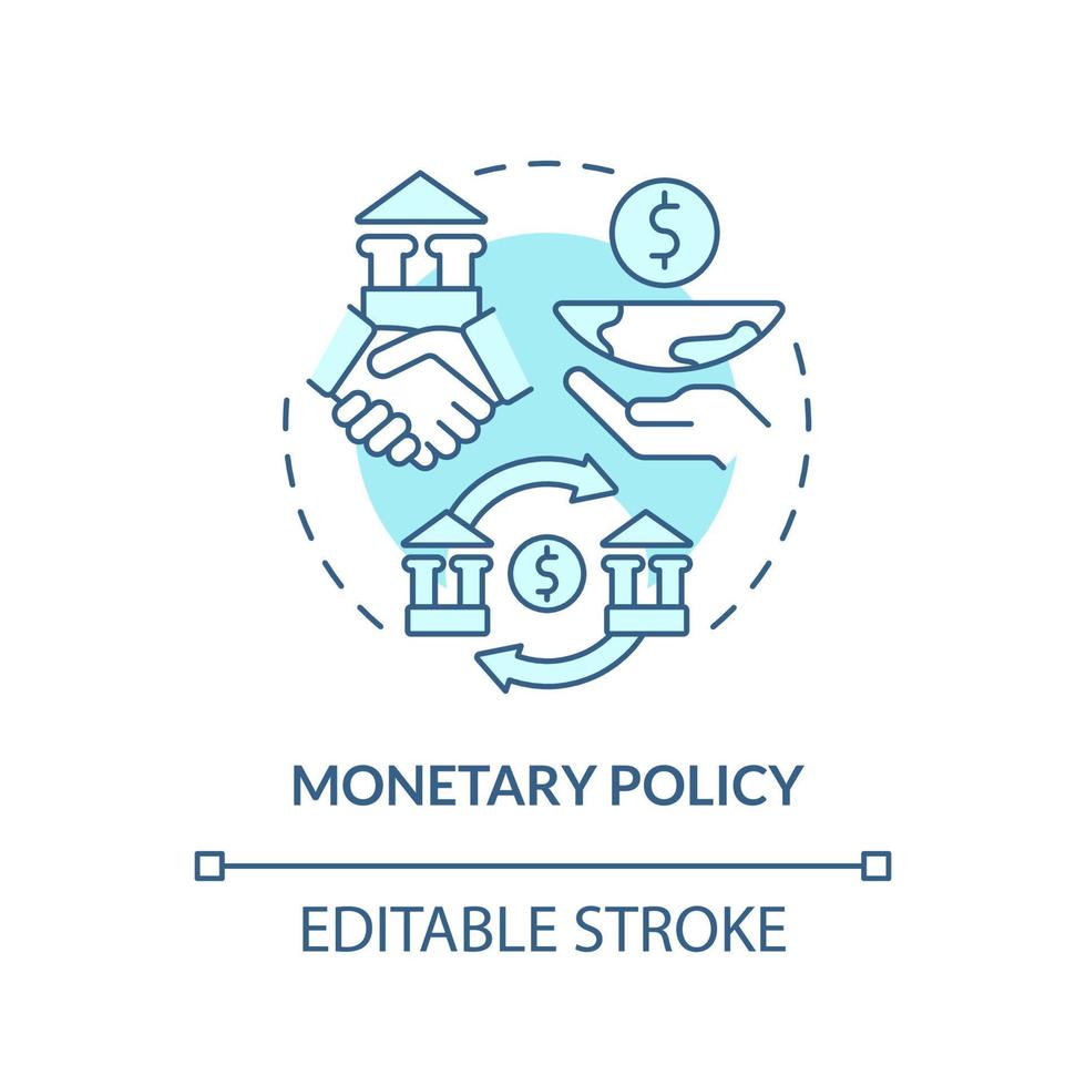 Monetary policy turquoise concept icon. Alliance for sustainable recovery after covid abstract idea thin line illustration. Isolated outline drawing. Editable stroke. vector