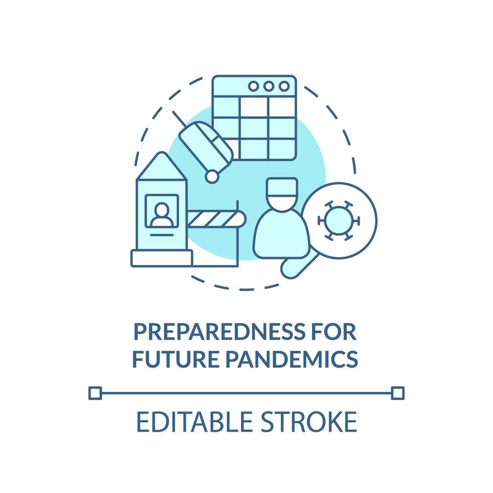 Preparedness for future pandemics turquoise concept icon. World recovery after covid abstract idea thin line illustration. Isolated outline drawing. Editable stroke. vector