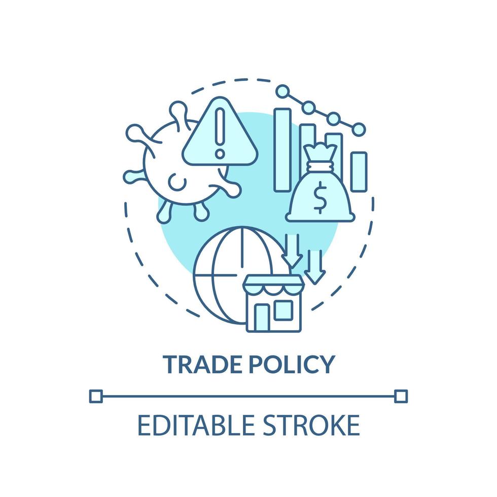 Trade policy turquoise concept icon. Cooperation for sustainable recovery after covid abstract idea thin line illustration. Isolated outline drawing. Editable stroke. vector