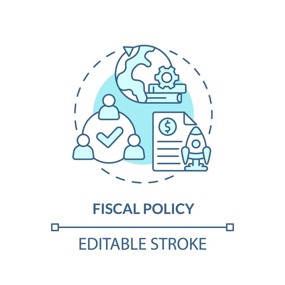 Fiscal policy turquoise concept icon. Alliance for sustainable recovery after covid abstract idea thin line illustration. Isolated outline drawing. Editable stroke. vector