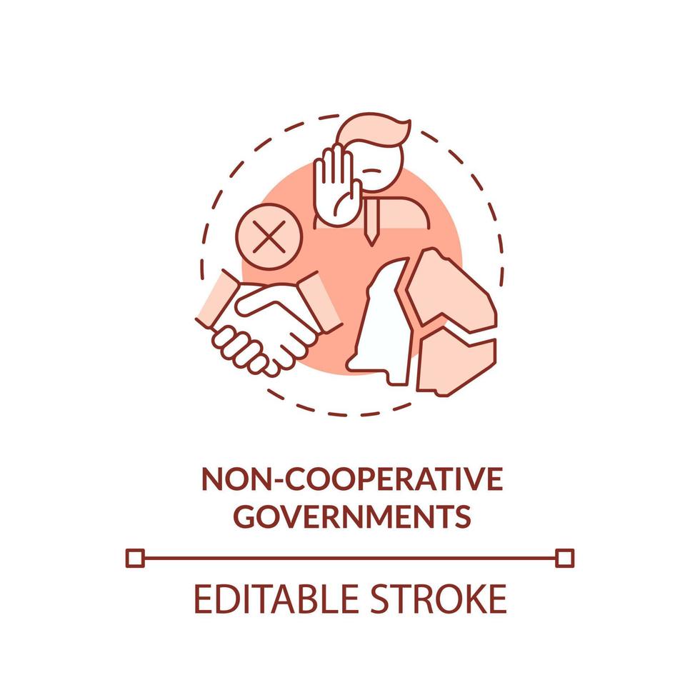 Non cooperative governments terracotta concept icon. Lack of world collaboration abstract idea thin line illustration. Isolated outline drawing. Editable stroke. vector