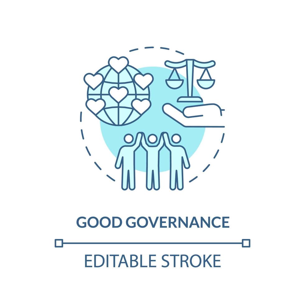 Good governance turquoise concept icon. Public institution. World relations theory abstract idea thin line illustration. Isolated outline drawing. Editable stroke. vector