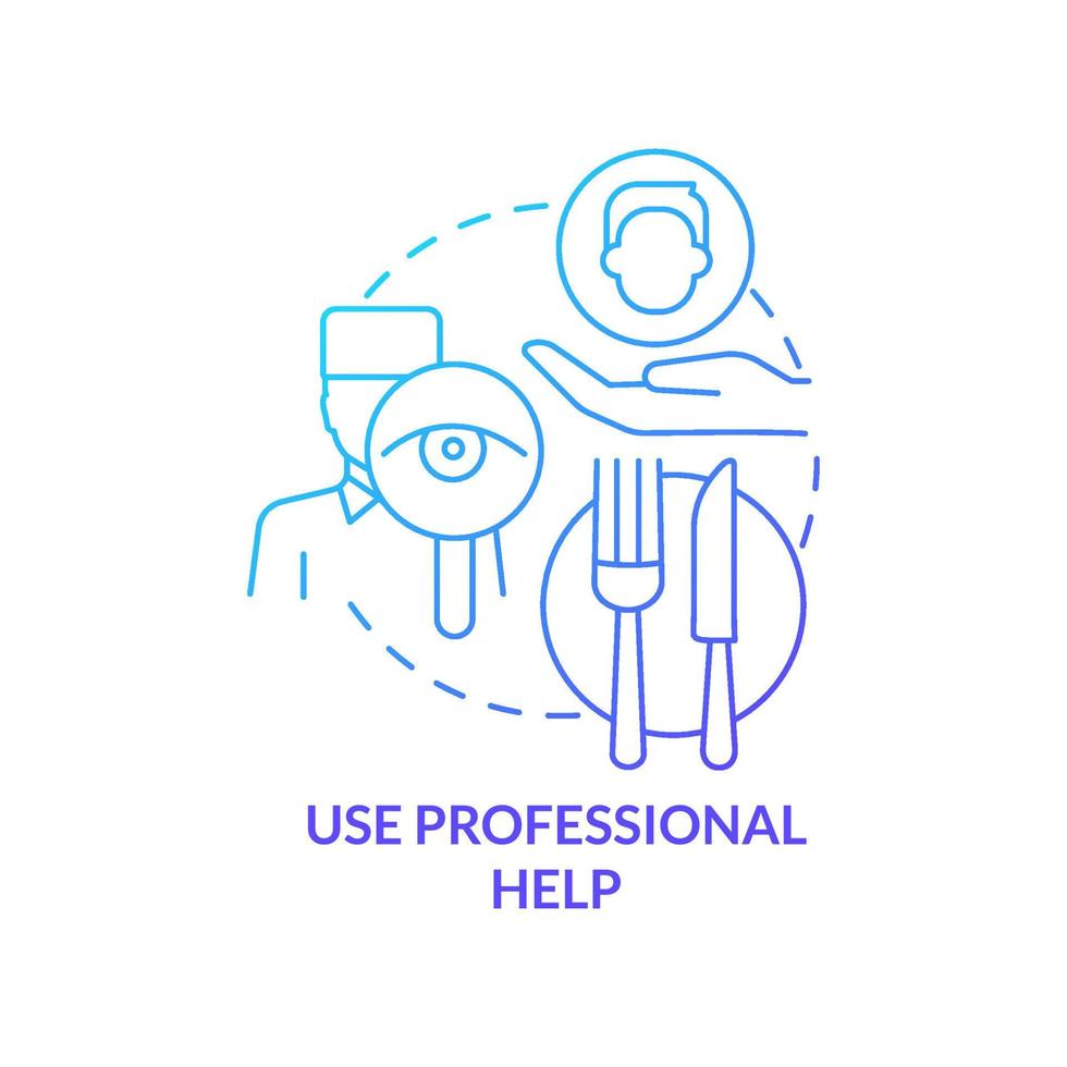 Use professional help blue gradient concept icon. Nutritionist. Approaches to healthy diet abstract idea thin line illustration. Isolated outline drawing. vector