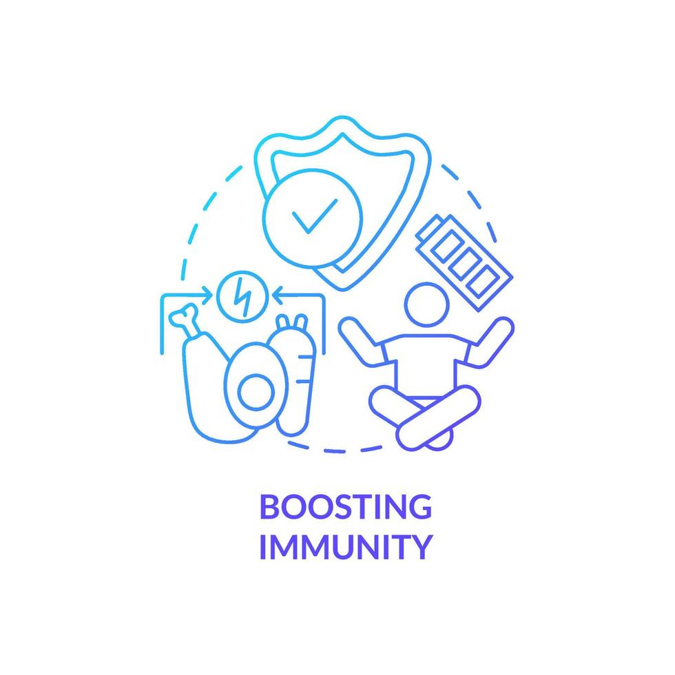 Boosting immunity blue gradient concept icon. Strengthen immune system. Healthy diet advantages abstract idea thin line illustration. Isolated outline drawing. vector