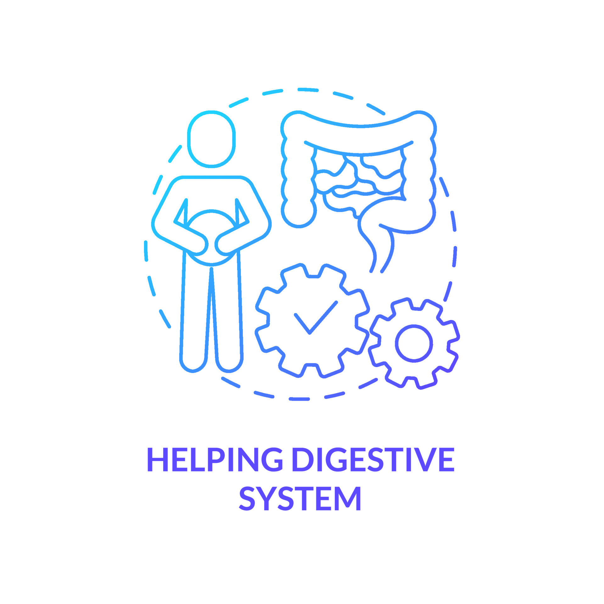 Helping digestive system blue gradient concept icon. Improve digestion