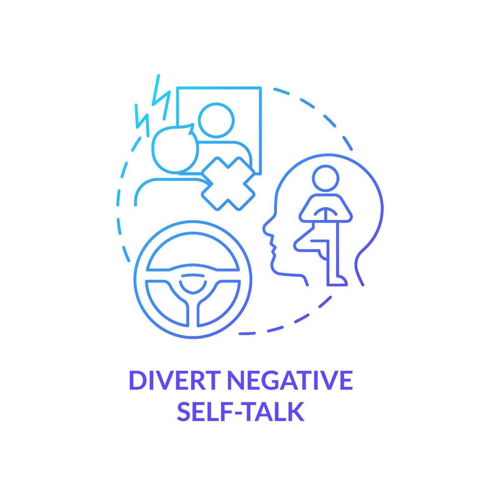 Divert negative self talk blue gradient concept icon. Affirmations. Maintaining weight after diet abstract idea thin line illustration. Isolated outline drawing. vector