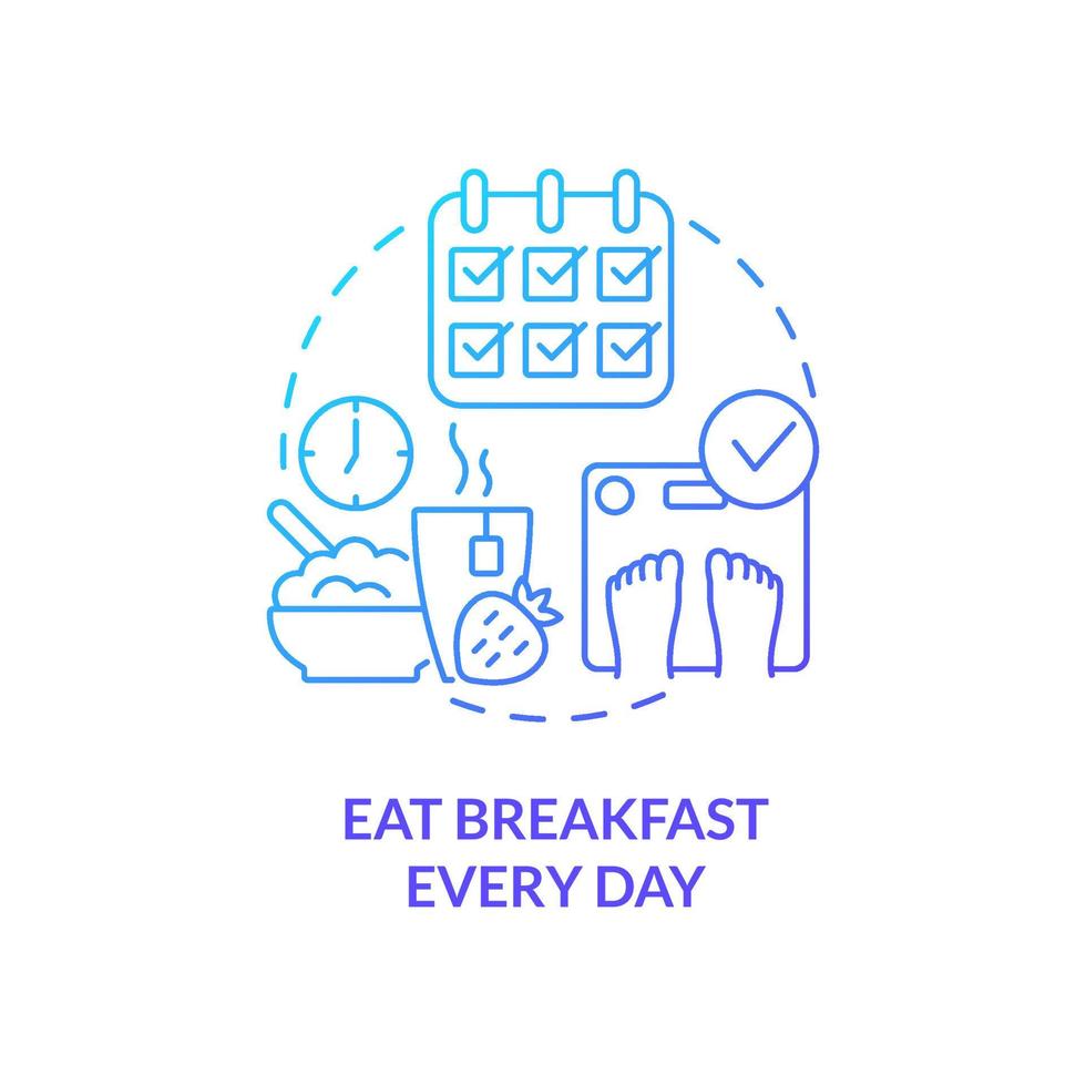 Eat breakfast every day blue gradient concept icon. Substantial meal. Maintaining weight after diet abstract idea thin line illustration. Isolated outline drawing. vector