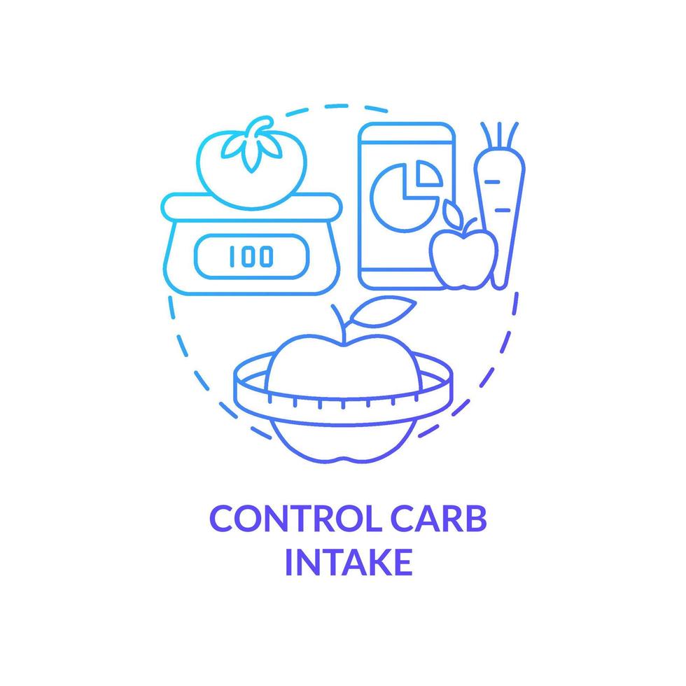 controlar la ingesta de carbohidratos icono de concepto de gradiente azul. mantener el peso después de una dieta a largo plazo idea abstracta ilustración de línea delgada. dibujo de contorno aislado. vector