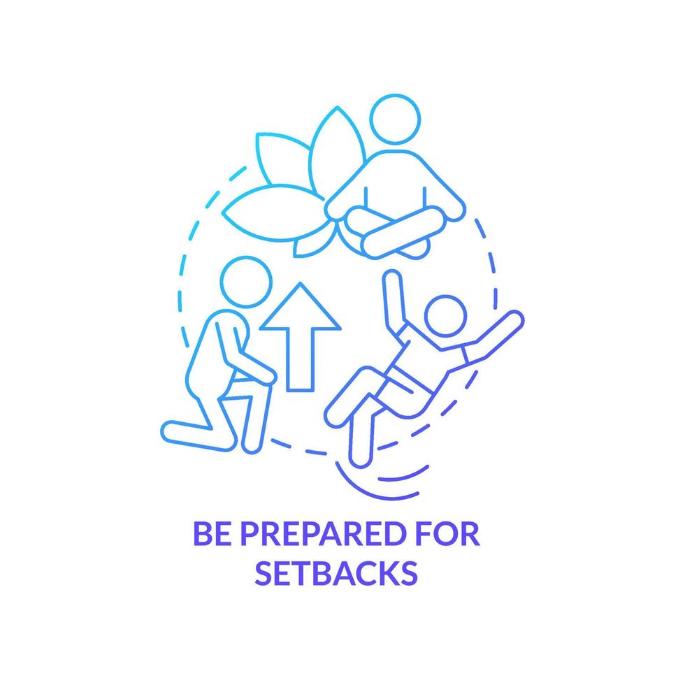 Be prepared for setbacks blue gradient concept icon. Maintaining weight after low carb diet abstract idea thin line illustration. Isolated outline drawing. vector