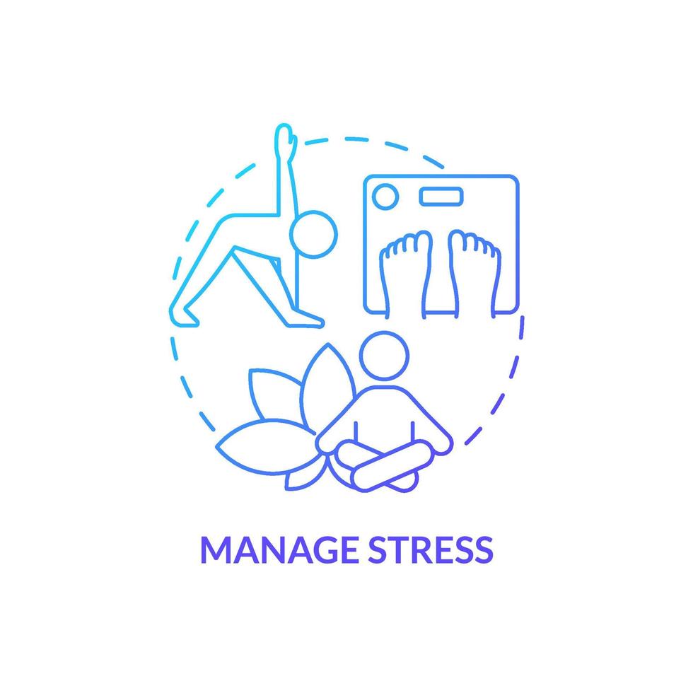 Manage stress blue gradient concept icon. Healthy lifestyle. Maintaining weight after low carb diet abstract idea thin line illustration. Isolated outline drawing. vector