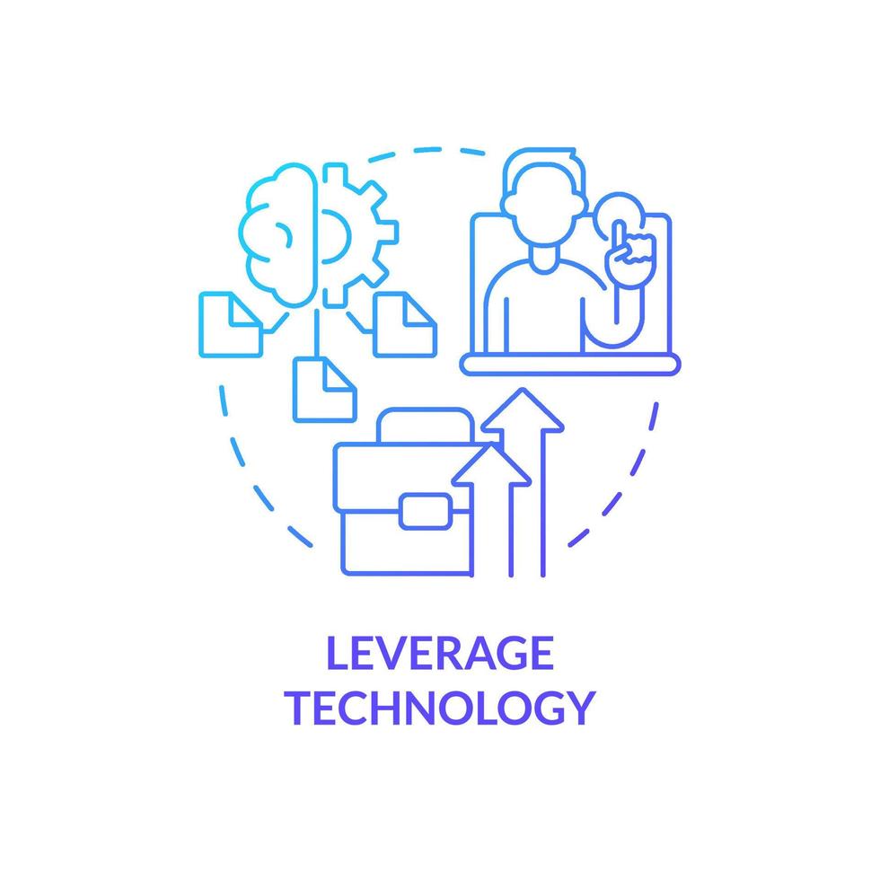 Leverage technology blue gradient concept icon. Smart system. Way to increase business efficiency abstract idea thin line illustration. Isolated outline drawing. vector