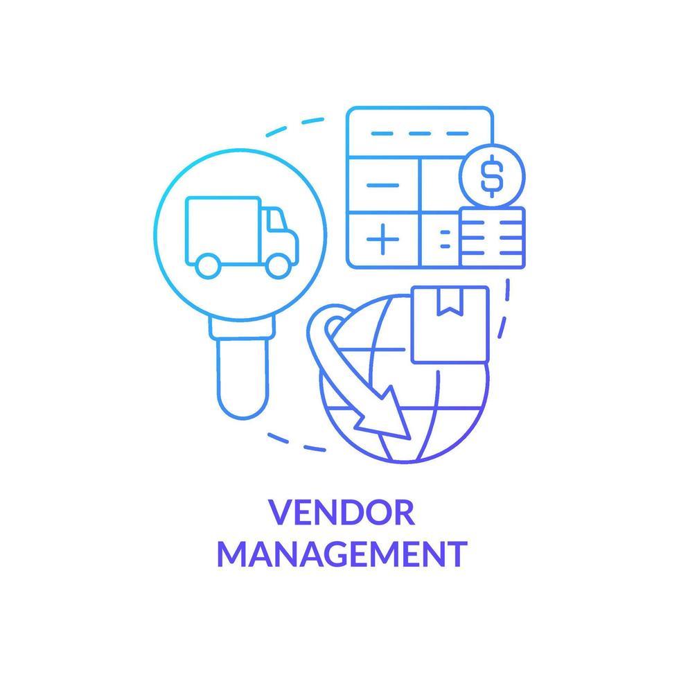 Vendor management blue gradient concept icon. Corporate partnership building. Business development abstract idea thin line illustration. Isolated outline drawing. vector