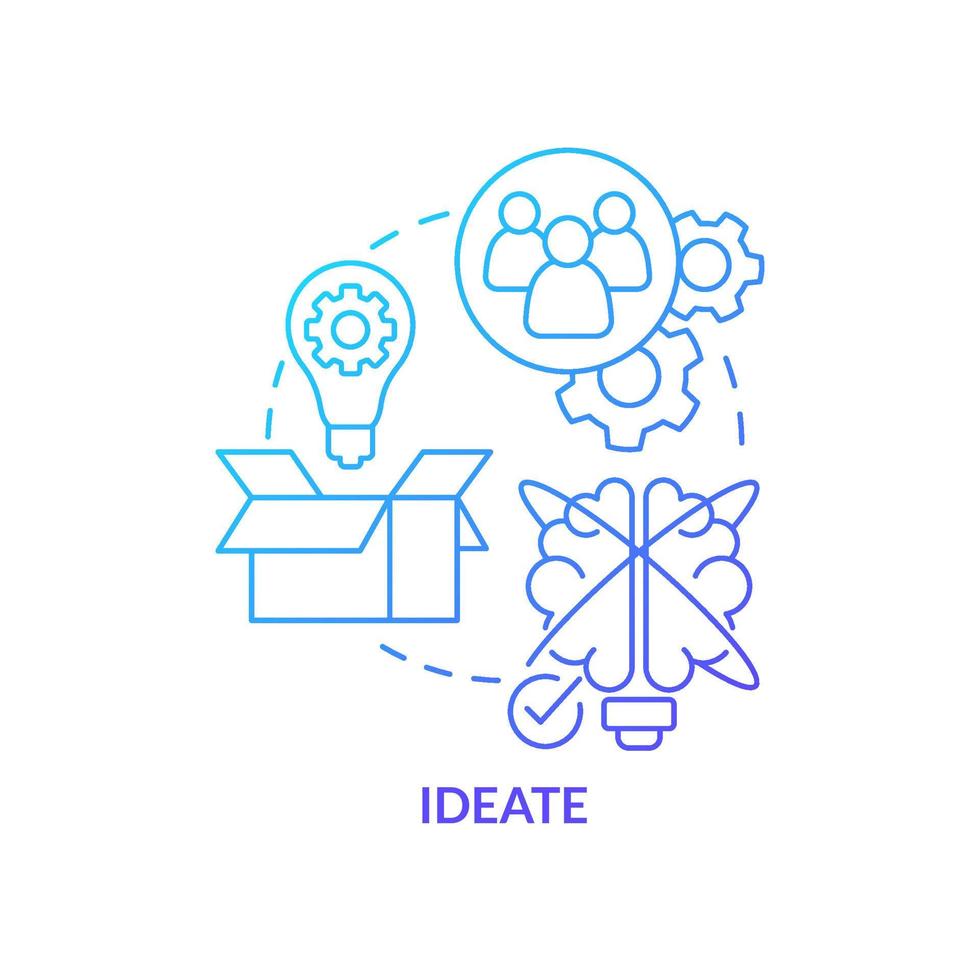 Ideate blue gradient concept icon. Generate creative ideas for growth. Design thinking process abstract idea thin line illustration. Isolated outline drawing. vector