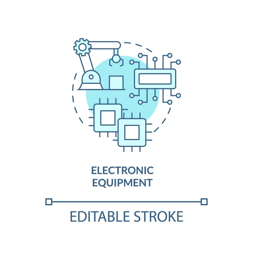 Electronic equipment turquoise concept icon. Building devices components. Subsector abstract idea thin line illustration. Isolated outline drawing. Editable stroke. vector