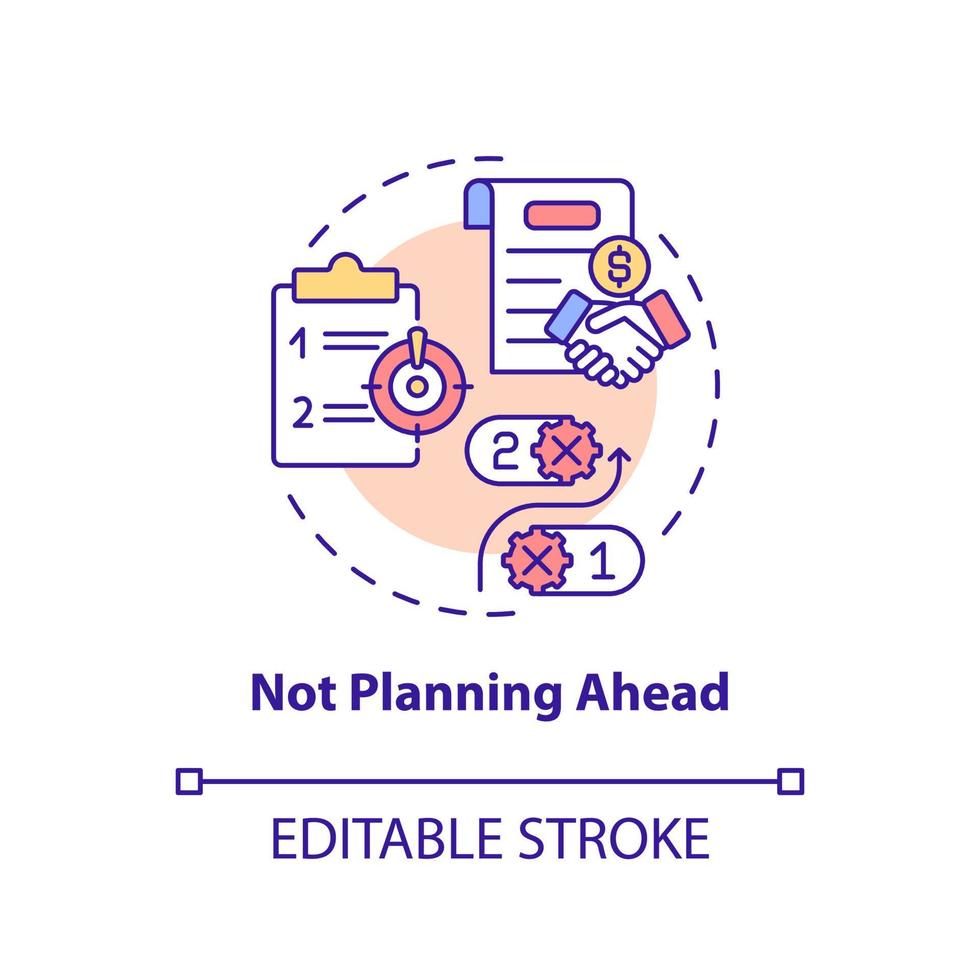 Not planning ahead concept icon. Problem faced by small business abstract idea thin line illustration. Assessing risks. Isolated outline drawing. Editable stroke. vector