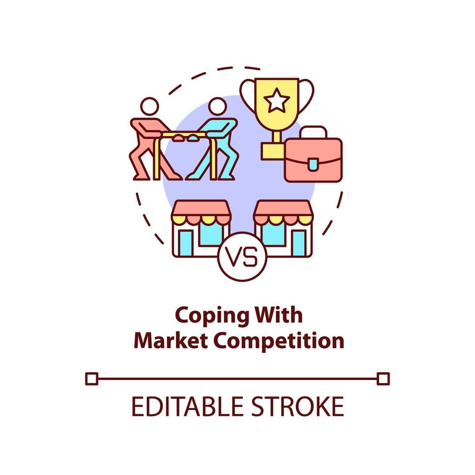Coping with market competition concept icon. Biggest business strategy issue abstract idea thin line illustration. Isolated outline drawing. Editable stroke. vector