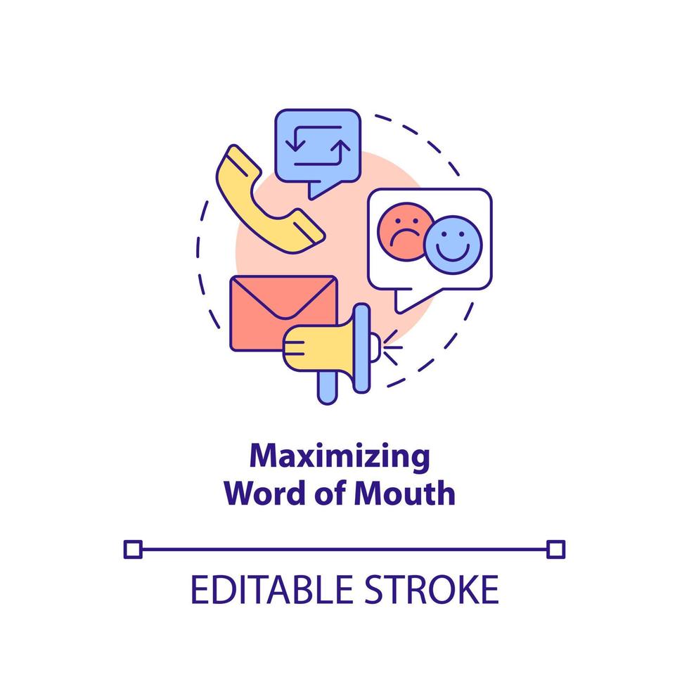 Maximizing word of mouth concept icon. Business sales complication abstract idea thin line illustration. Mouth advertising. Isolated outline drawing. Editable stroke. vector
