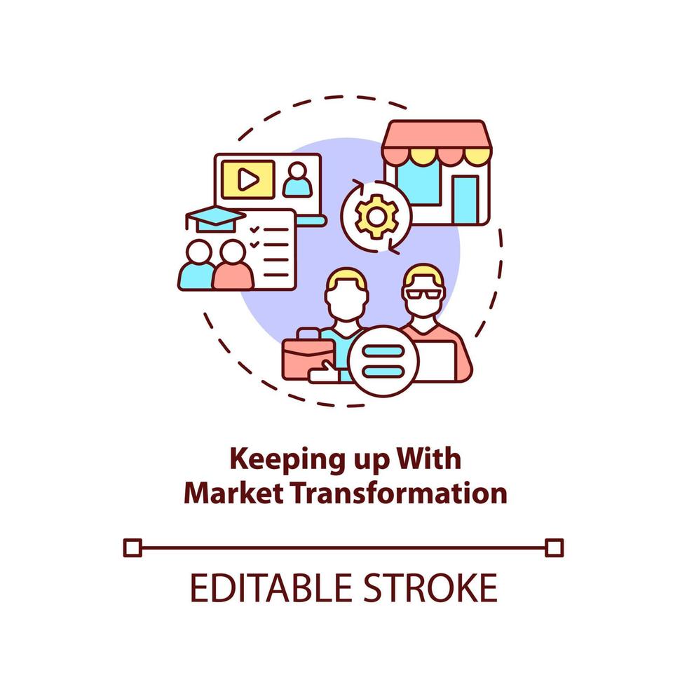 Keeping up with market transformation concept icon. Strategic problem of business abstract idea thin line illustration. Isolated outline drawing. Editable stroke. vector