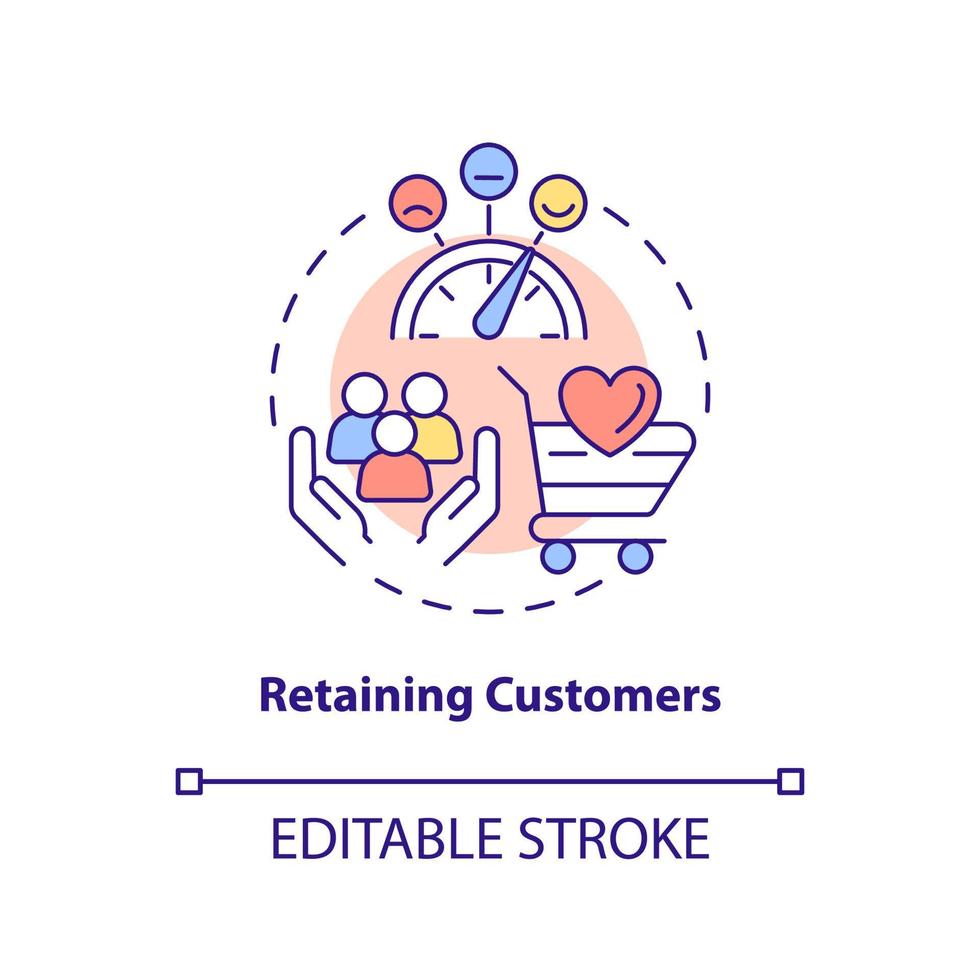 Retaining customers concept icon. Business sales problem abstract idea thin line illustration. Encouraging loyalty. Isolated outline drawing. Editable stroke. vector