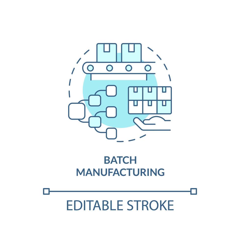 Batch manufacturing turquoise concept icon. Type of manufacturing ...