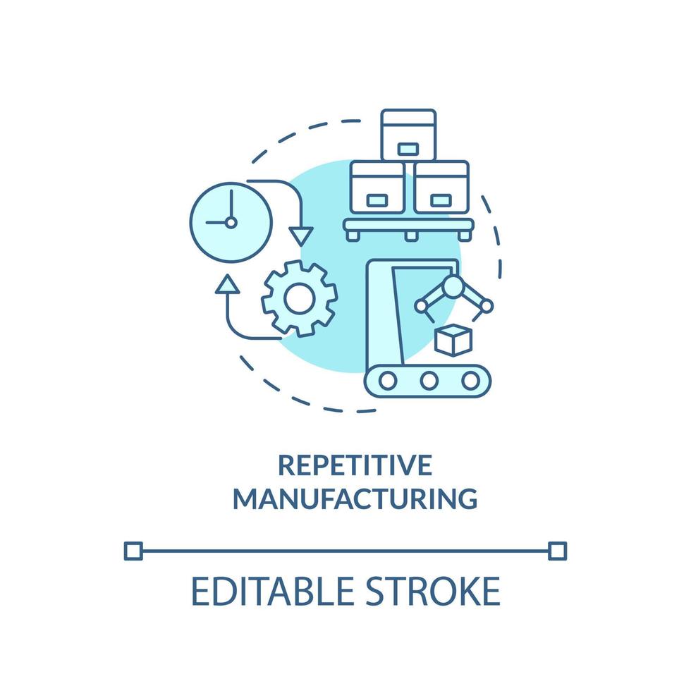 Repetitive manufacturing turquoise concept icon. Type of manufacturing processes abstract idea thin line illustration. Isolated outline drawing. Editable stroke. vector