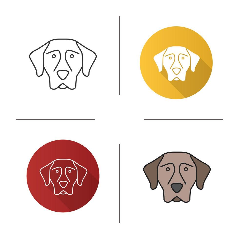 icono de puntero de pelo corto alemán. raza de perro de caza. Diseño plano, estilos lineales y de color. ilustraciones de vectores aislados