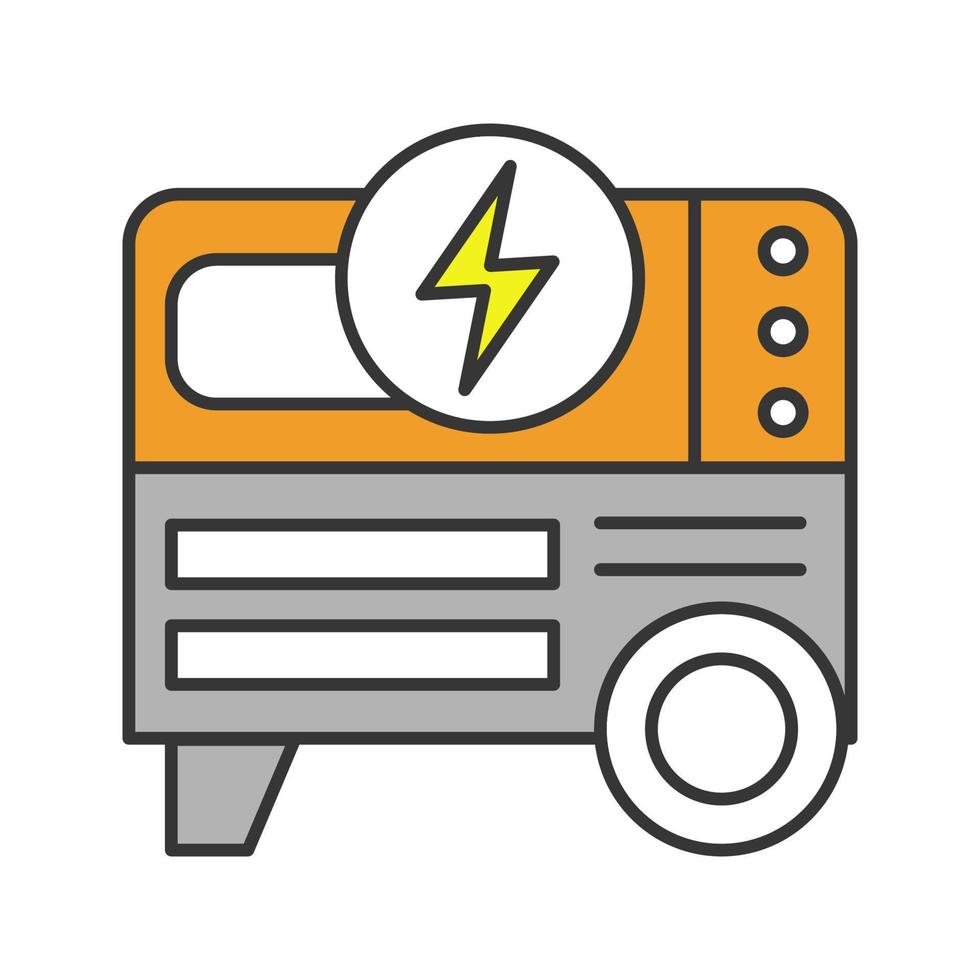 Portable power generator color icon. Home electric generator. Isolated vector illustration