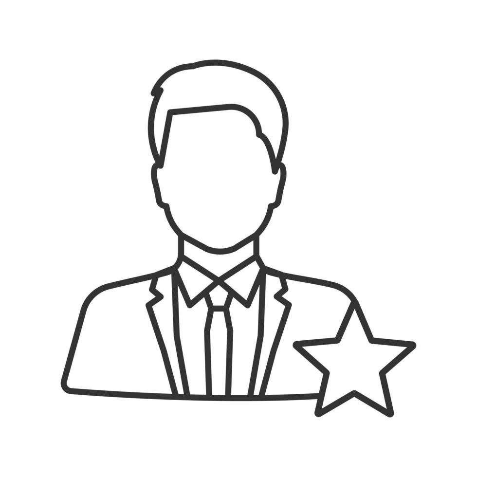 Actor or TV presenter linear icon. Thin line illustration. Movie star. Contour symbol. Vector isolated outline drawing