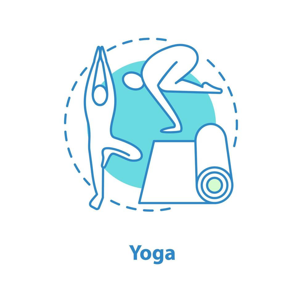 icono del concepto de yoga. Ilustración de línea fina de idea de gimnasia. entrenamiento deportivo. Estilo de vida activo. dibujo de contorno aislado vectorial vector