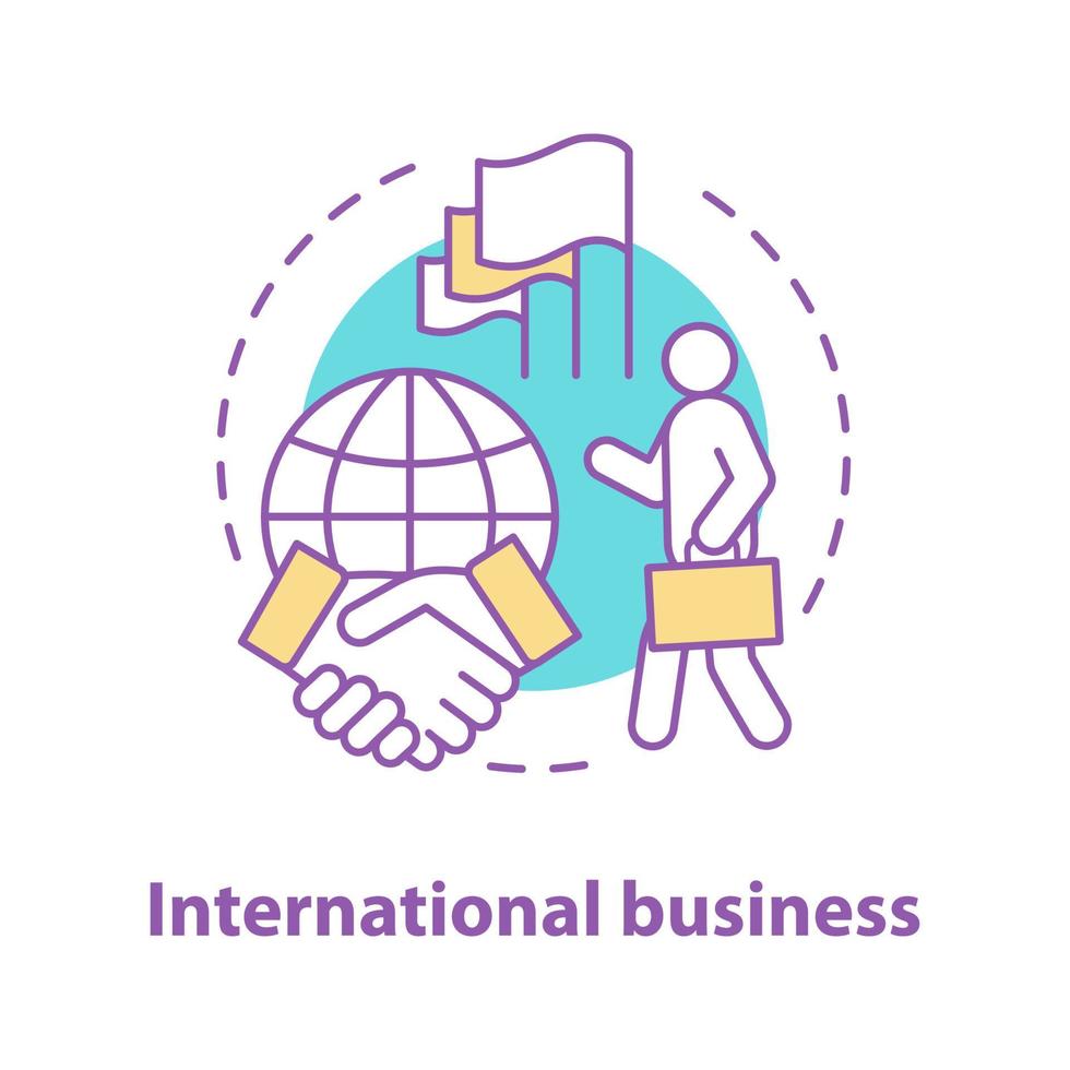 International business concept icon. Diplomacy idea thin line illustration. Global trade. Business deal. International relations and partnership. Vector isolated outline drawing