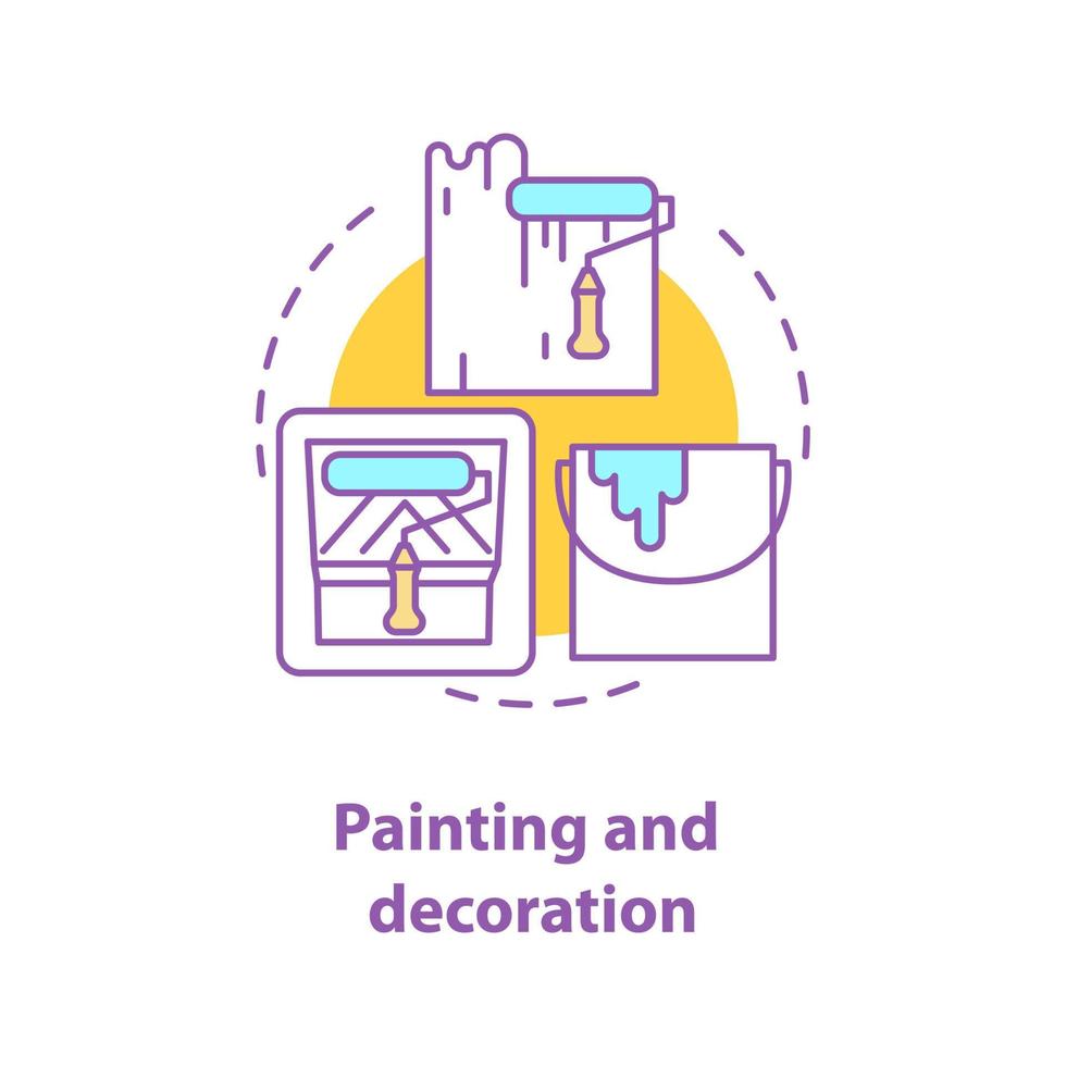 Painting and decoration concept icon. Interior design idea thin line illustration. Renovation. Vector isolated outline drawing