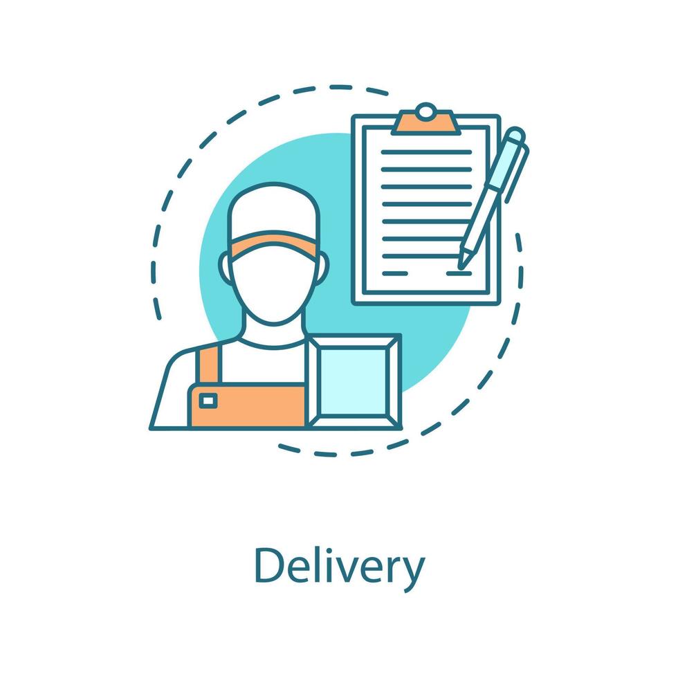 Delivery concept icon. Shipping service idea thin line illustration. Courier. Vector isolated outline drawing