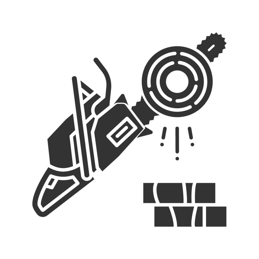 Chainsaw glyph icon. Logging. Petrol-driven power chainsaw. Silhouette symbol. Negative space. Vector isolated illustration