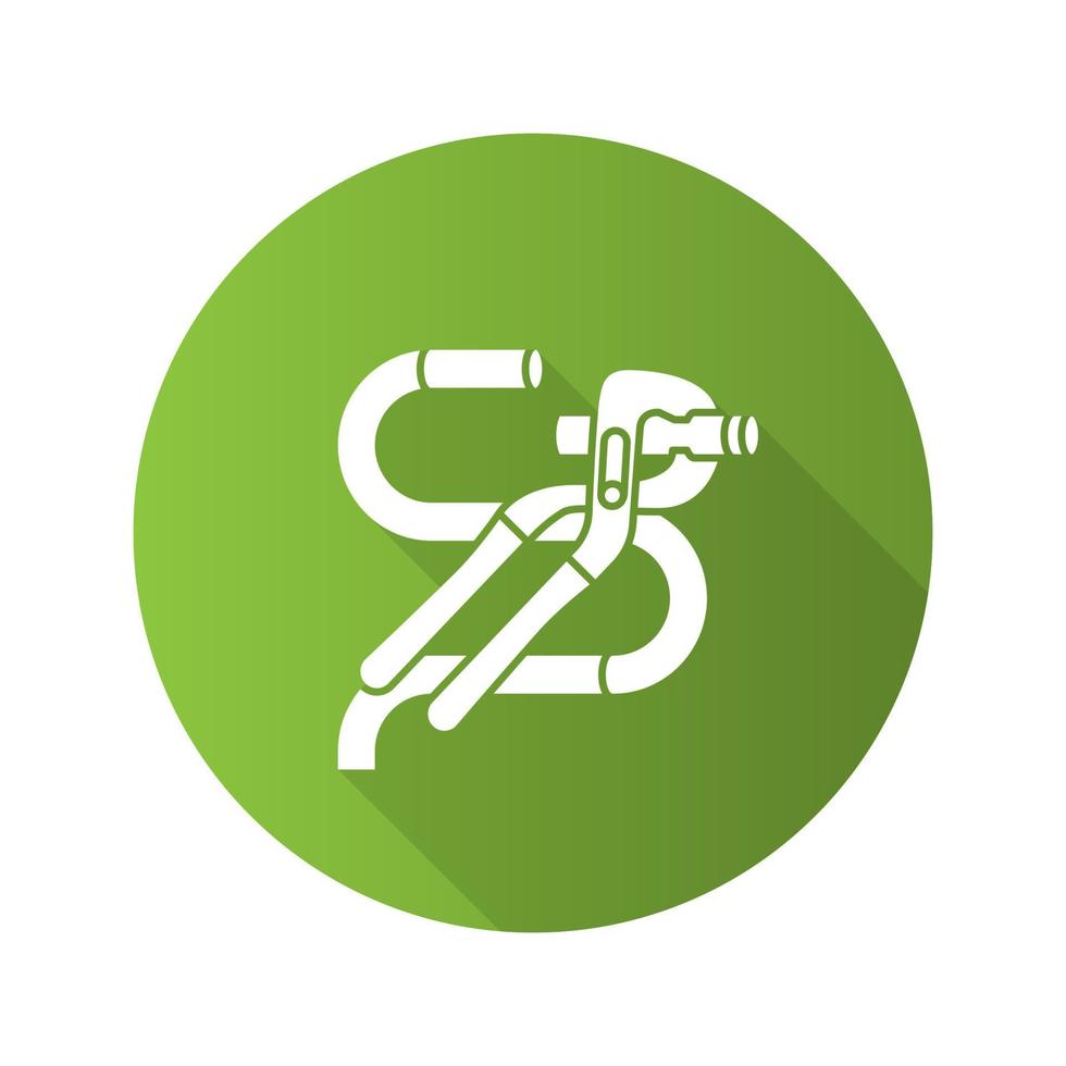 Tongue and groove pliers cutting wire flat linear long shadow icon. Jaw capacity. Vector outline symbol