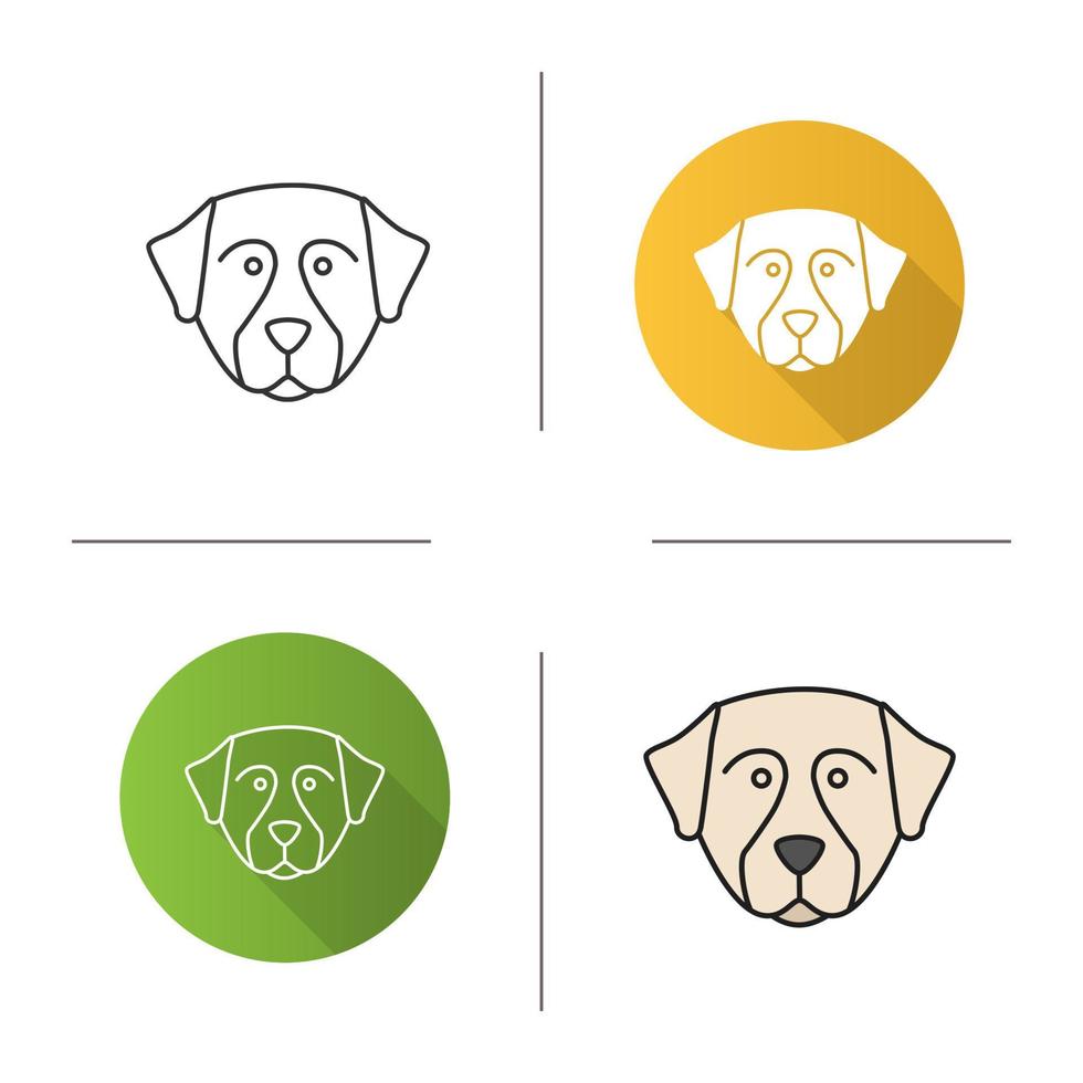 Bernese Mountain dog icon. Sennenhund dog. Flat design, linear and color styles. Isolated vector illustrations